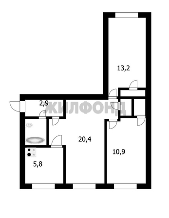 
  Продается 3-комн. квартира 57.9 м². Фото 2.