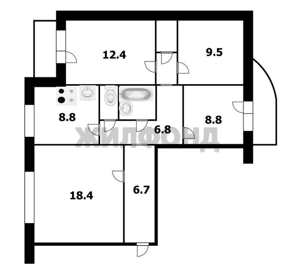 
  Продается 4-комн. квартира 77.6 м². Фото 1.