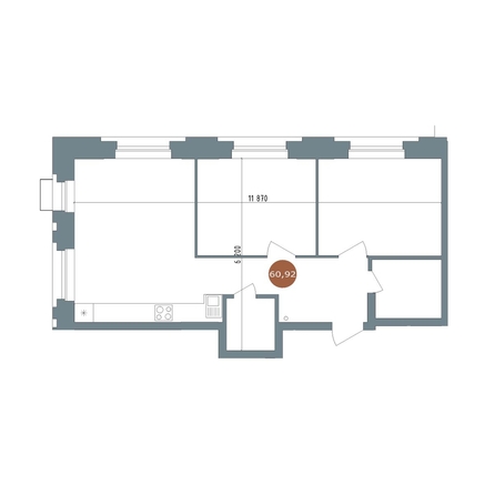 
  Продается 2-комн. квартира 60.3 м², в  19/56 Кварталы Телецентра, 2. Фото 1.