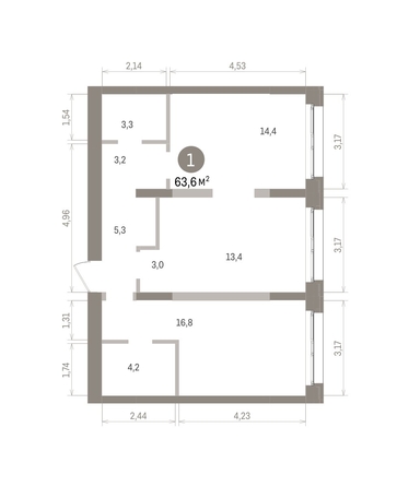 
  Продается 1-комн. квартира 63.58 м², в ЖК Европейский берег, дом 32. Фото 1.