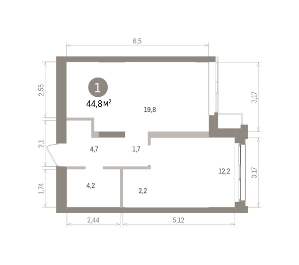 
  Продается 1-комн. квартира 44.77 м², в ЖК Европейский берег, дом 32. Фото 1.
