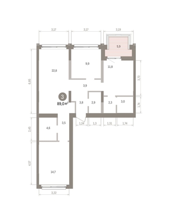 
  Продается 3-комн. квартира 88.97 м², в ЖК Европейский берег, дом 32. Фото 1.