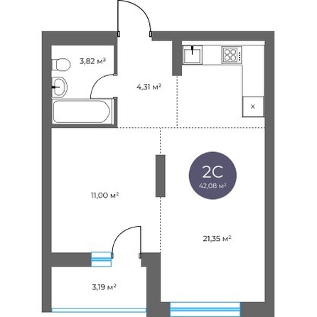 
  Продается 2-комн. квартира 42.08 м², в  Квартал на Российской, дом 2. Фото 1.