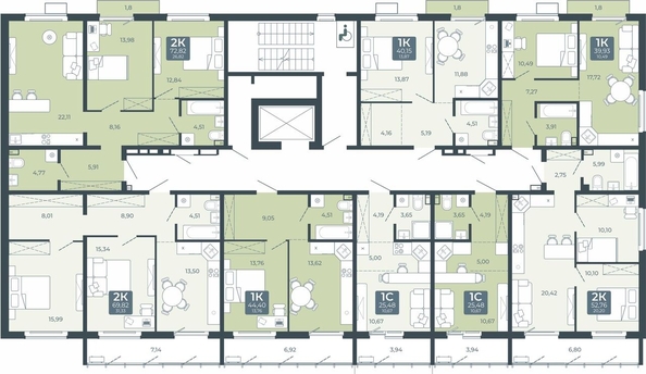 
  Продается 2-комн. квартира 52.76 м², в ЖК Дом в Мичуринском, блок 2. Фото 1.