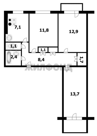 
  Продается 3-комн. квартира 65 м². Фото 28.