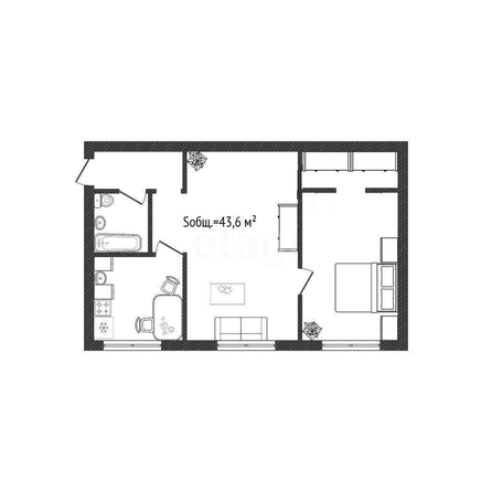 
  Продается 2-комн. квартира 43.6 м². Фото 1.