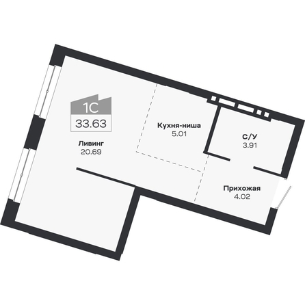 
  Продается 1-комн. квартира 33.63 м², в ЖК Базилик, дом 2. Фото 1.