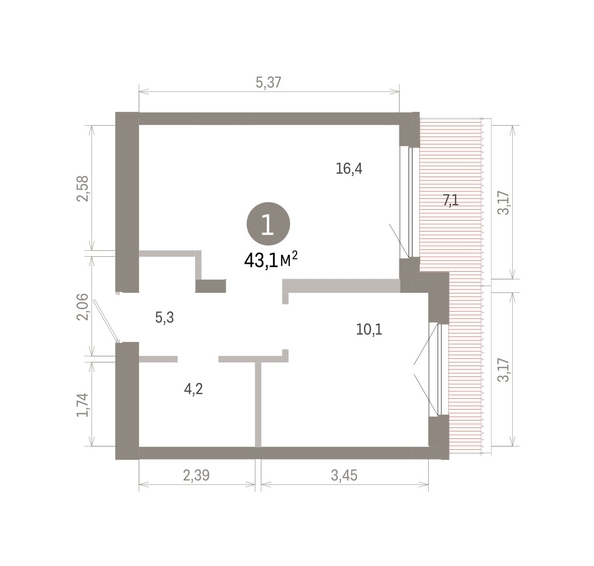 
  Продается 1-комн. квартира 43.11 м², в ЖК Европейский берег, дом 46. Фото 1.