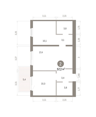 
  Продается 2-комн. квартира 57.24 м², в ЖК Пшеница, дом 5.2. Фото 1.