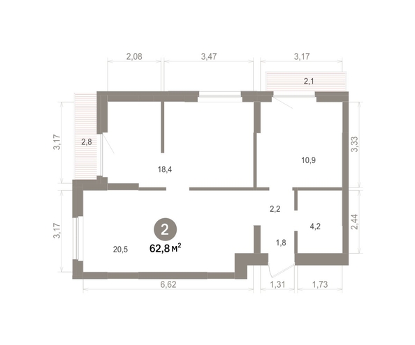 
  Продается 2-комн. квартира 62.81 м², в ЖК Лебедевский квартал, д 1. Фото 1.