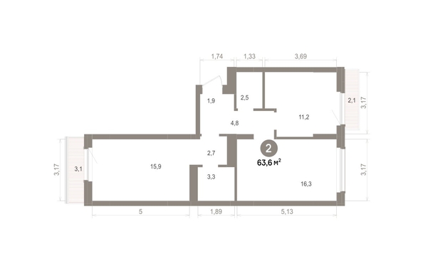 
  Продается 2-комн. квартира 63.59 м², в ЖК Лебедевский квартал, д 1. Фото 1.
