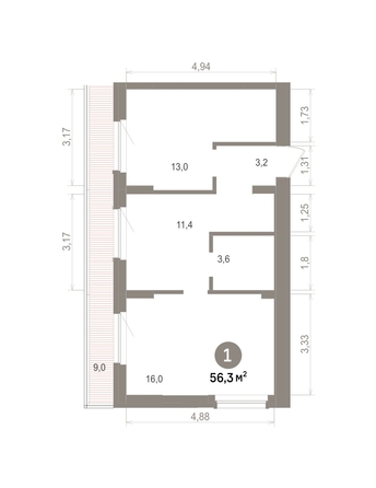 
  Продается 1-комн. квартира 56.26 м², в ЖК Лебедевский квартал, д 1. Фото 1.