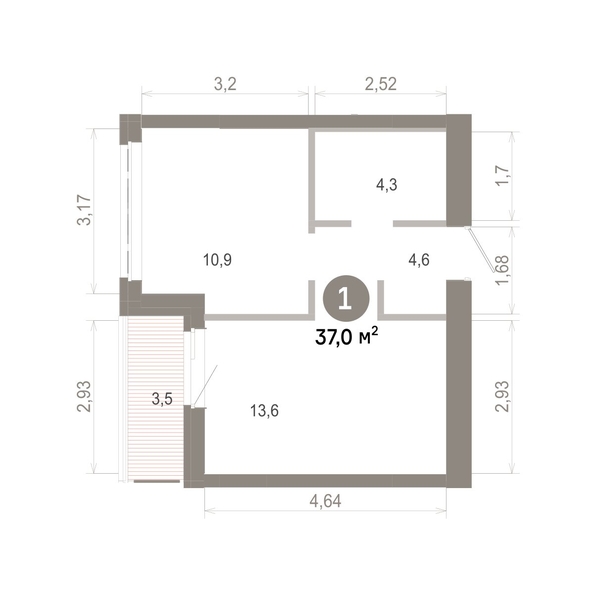 
  Продается 1-комн. квартира 36.96 м², в  Квартал Молодость, дом 1. Фото 1.