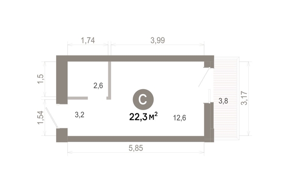 
  Продается студия 22.28 м², в  Квартал Молодость, дом 1. Фото 1.