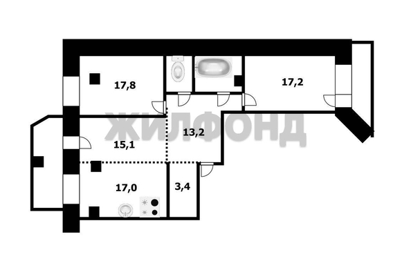 
  Продается 3-комн. квартира 101 м², в ЖК Ельцовский, 1-2 б/с. Фото 20.
