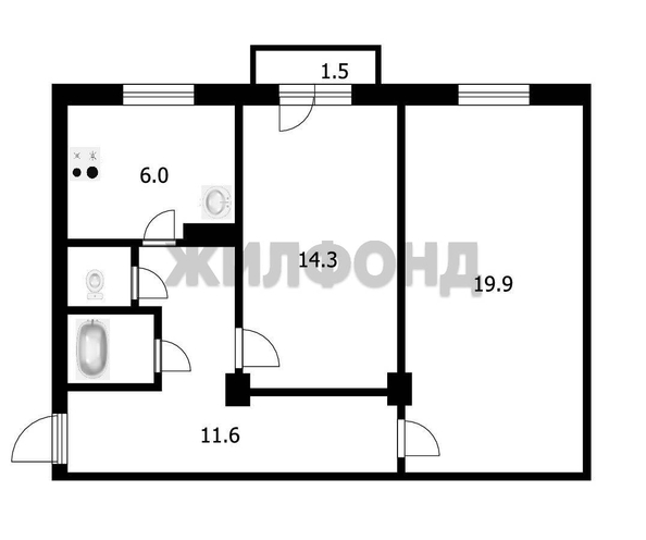 
  Продается 2-комн. квартира 55.5 м². Фото 16.