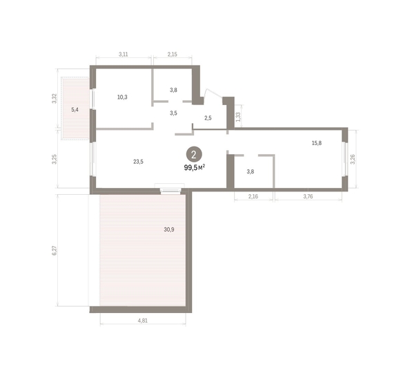 
  Продается 2-комн. квартира 99.5 м², в ЖК Пшеница, дом 5.2. Фото 2.