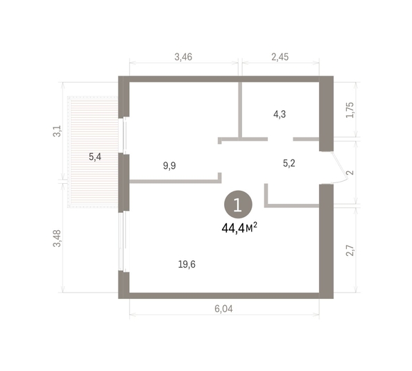 
  Продается 1-комн. квартира 44.36 м², в ЖК Пшеница, дом 5.2. Фото 2.