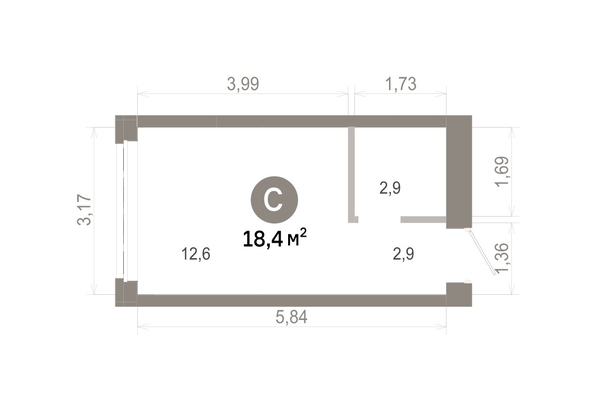 
  Продается студия 18.43 м², в  Квартал Молодость, дом 1. Фото 1.