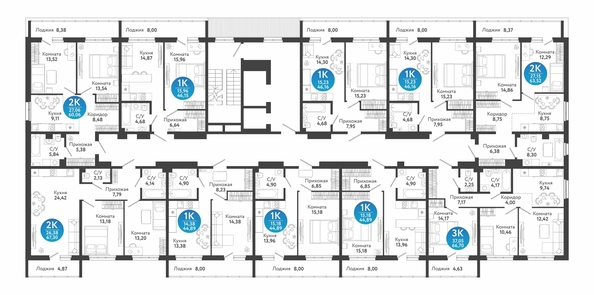 
  Продается 2-комн. квартира 63.52 м², в ЖК Семейный квартал, дом 4. Фото 1.
