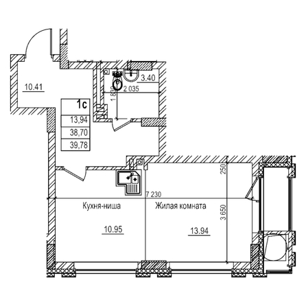 
  Продается студия 38.7 м², в ЖК Чернышевский, корп 3.3. Фото 1.