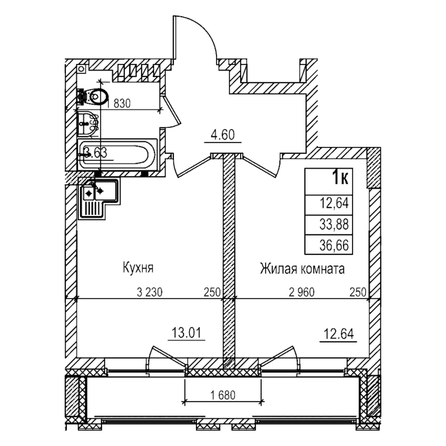 
  Продается 1-комн. квартира 33.8 м², в ЖК Чернышевский, корп 3.3. Фото 1.