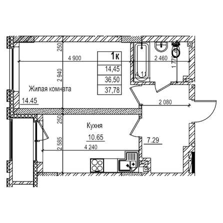 
  Продается 1-комн. квартира 36.5 м², в ЖК Чернышевский, корп 3.3. Фото 1.