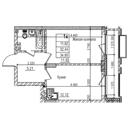 
  Продается 1-комн. квартира 32.4 м², в ЖК Чернышевский, корп 3.3. Фото 1.