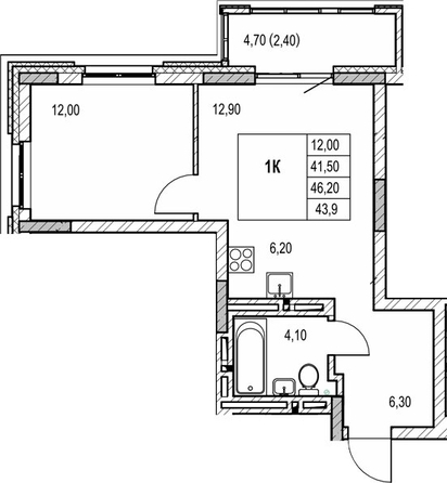 
  Продается 1-комн. квартира 41.5 м², в ЖК Автограф. Фото 1.