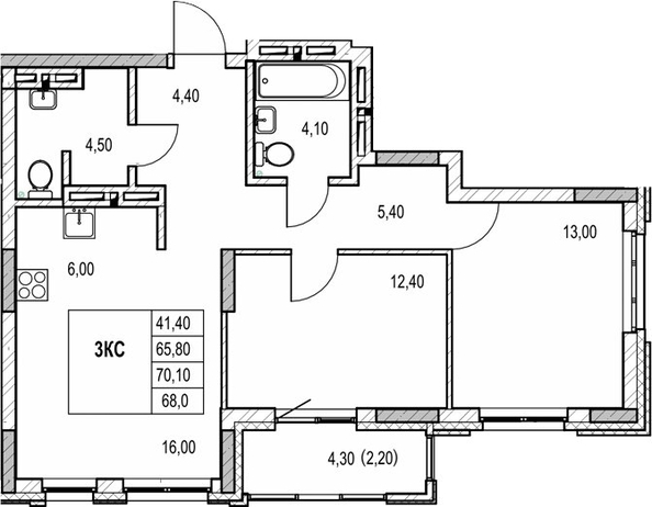 
  Продается 2-комн. квартира 65.8 м², в ЖК Автограф. Фото 1.