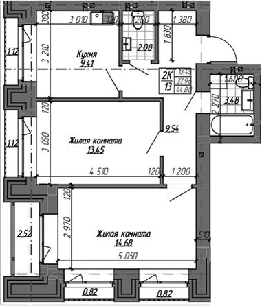 
  Продается 2-комн. квартира 52.64 м², в ЖК Комсомольский проспект, дом 2. Фото 1.
