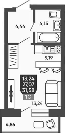 
  Продается студия 28.02 м², в ЖК Ермак. Фото 1.