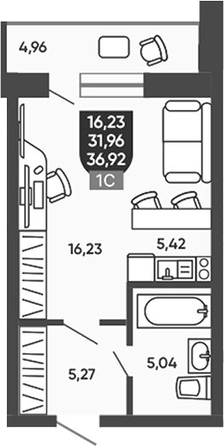 
  Продается студия 31.96 м², в ЖК Ермак. Фото 1.