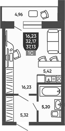 
  Продается студия 32.17 м², в ЖК Ермак. Фото 1.