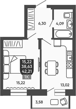 
  Продается 1-комн. квартира 39.35 м², в ЖК Ермак. Фото 1.