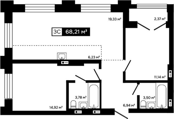 
  Продается 2-комн. квартира 65.84 м², в ЖК Платина. Фото 1.