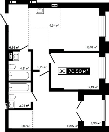 
  Продается 2-комн. квартира 66.57 м², в ЖК Платина. Фото 1.