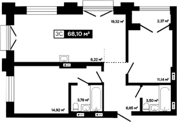 
  Продается 2-комн. квартира 65.73 м², в ЖК Платина. Фото 1.