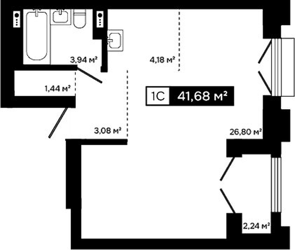
  Продается студия 39.44 м², в ЖК Платина. Фото 1.