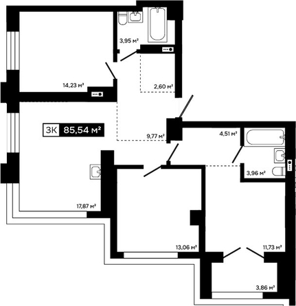 
  Продается 3-комн. квартира 81.68 м², в ЖК Платина. Фото 1.