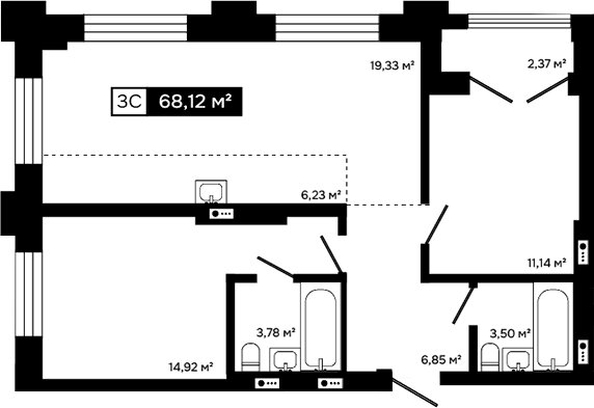 
  Продается 2-комн. квартира 65.75 м², в ЖК Платина. Фото 1.