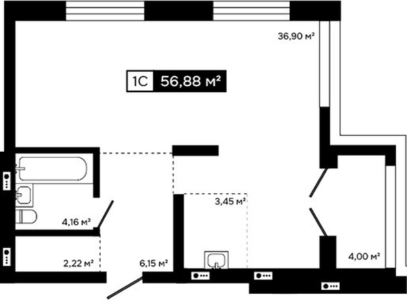 
  Продается студия 52.88 м², в ЖК Платина. Фото 1.