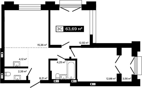 
  Продается 2-комн. квартира 60.13 м², в ЖК Платина. Фото 1.