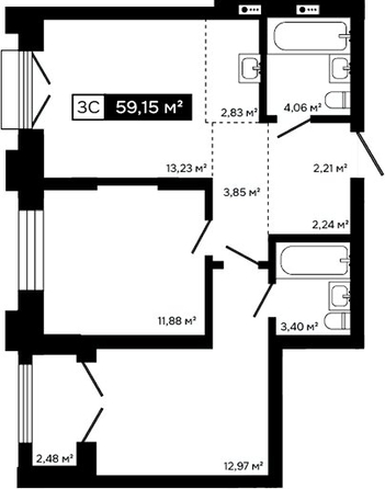 
  Продается 2-комн. квартира 56.67 м², в ЖК Платина. Фото 1.