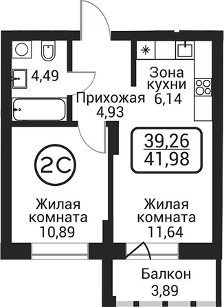 
  Продается 2-комн. квартира 38.08 м², в ЖК Пегас. Фото 1.