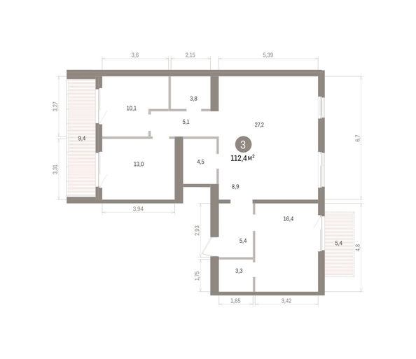 
  Продается 3-комн. квартира 112.44 м², в ЖК Пшеница, дом 5.2. Фото 1.