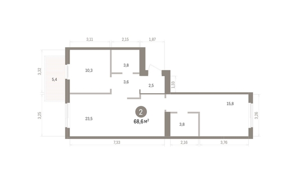 
  Продается 2-комн. квартира 68.61 м², в ЖК Пшеница, дом 5.2. Фото 2.