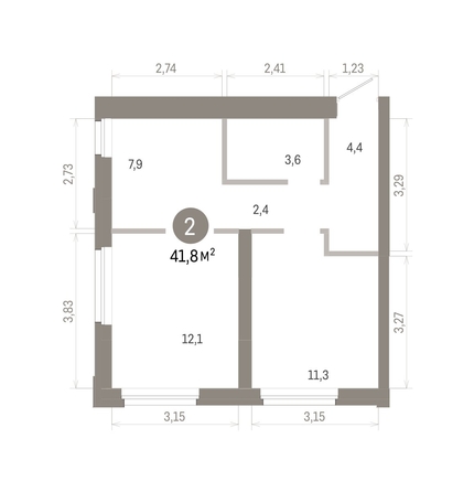 
  Продается 2-комн. квартира 41.79 м², в ЖК Город на озере. Фото 1.