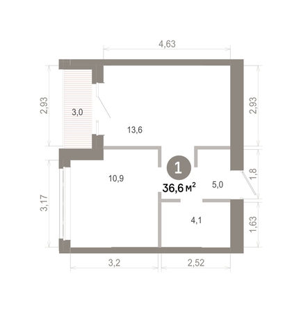 
  Продается 1-комн. квартира 36.61 м², в  Квартал Молодость, дом 1. Фото 1.