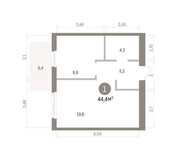 
  Продается 1-комн. квартира 44.36 м², в ЖК Пшеница, дом 5.2. Фото 2.